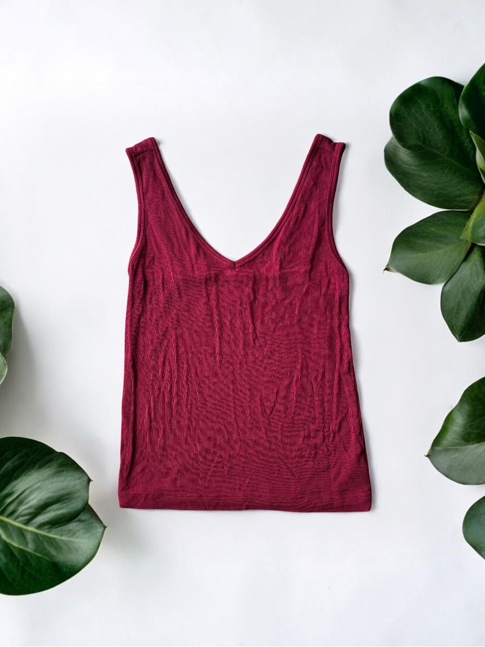 Cabi Firebrick Red Ribbed Knit “Busy Tank”